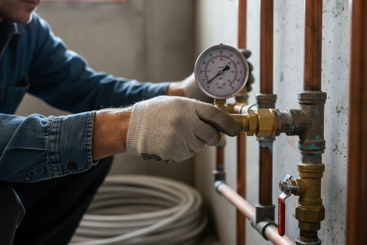 Pressure testing a repaired line during Water Line Repair in Shellman